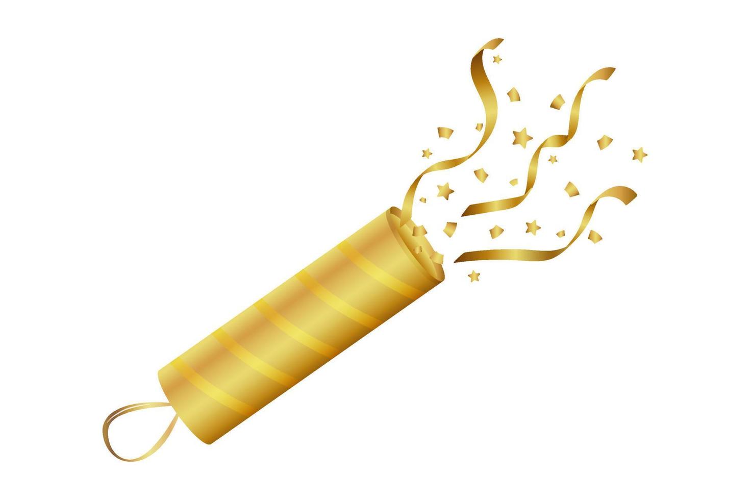 Gold firecracker with confetti vector