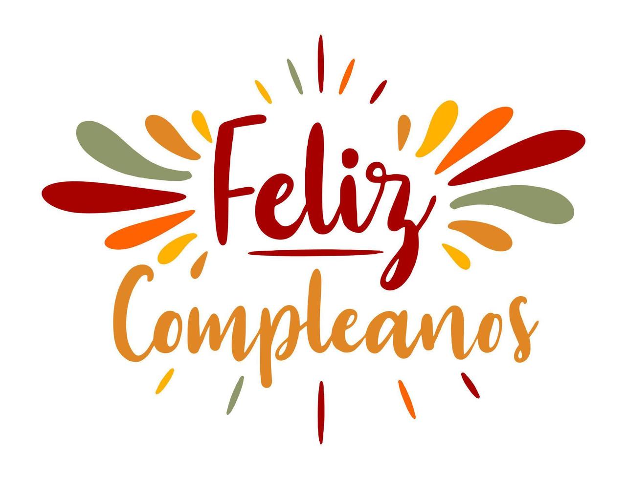 feliz cumpleaños en españa. letras en español con salpicaduras y rizos. ilustración vectorial vector