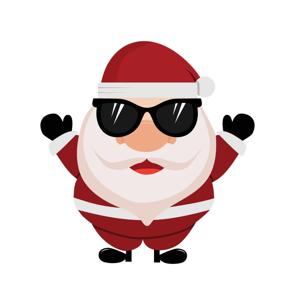 Santa Claus wearing glasses while raising both hands.. Cartoon character. vector