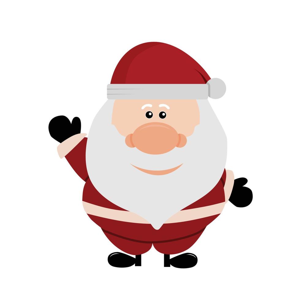 Santa Claus with a raised right hand. Cartoon character vector