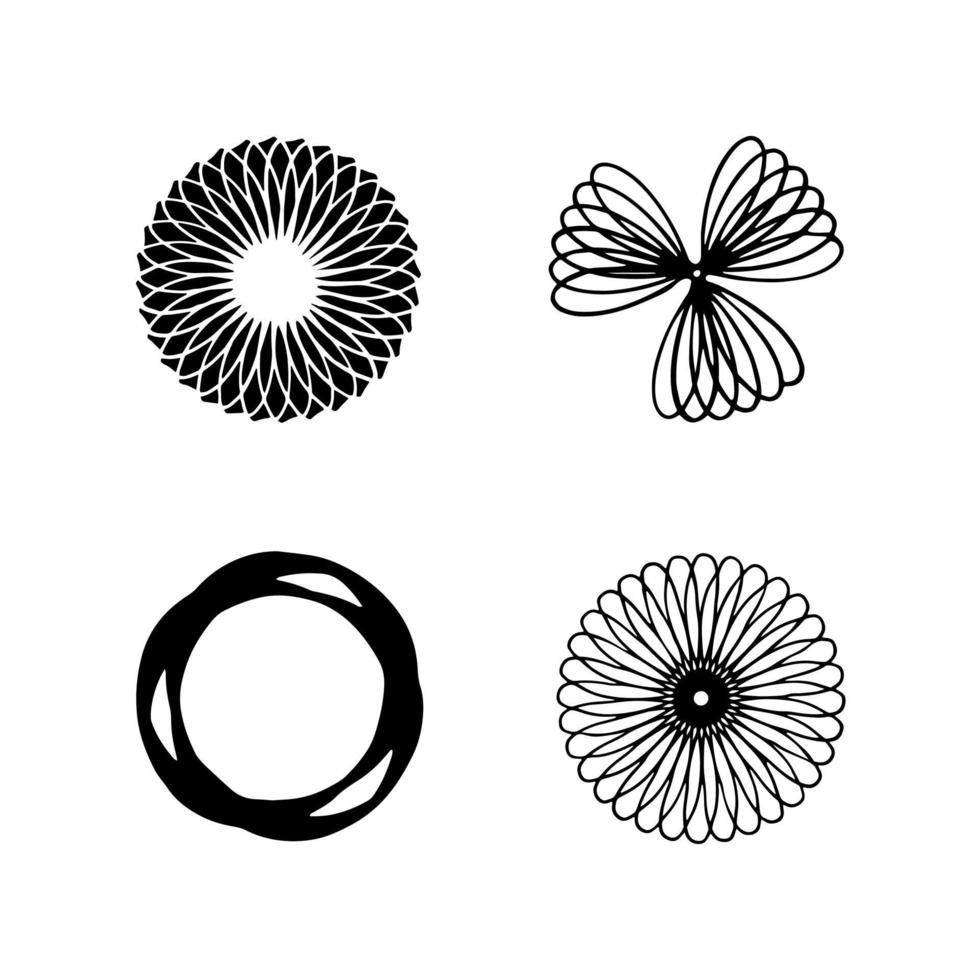 conjunto de diferentes formas lineales de estructura alámbrica inspiradas en el brutalismo, colección de extrañas formas geométricas vectoriales de estructura alámbrica, distorsión y transformación de la figura. vector