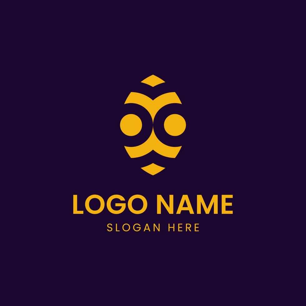 Abstract mask logo, traditional mask and hexagonal combination, flat design logo template, vector illustration