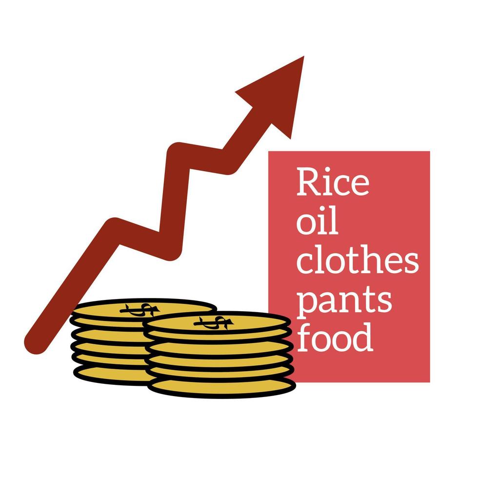 vector illustration of rising goods prices