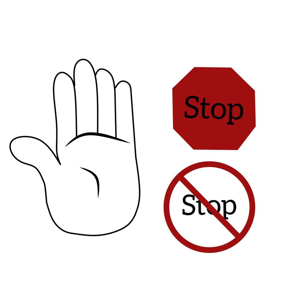 ilustración de vector de icono de símbolo de parada de mano sobre fondo blanco