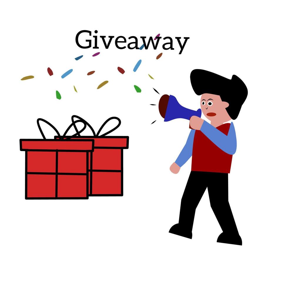 vector illustration of people announcing a giveaway