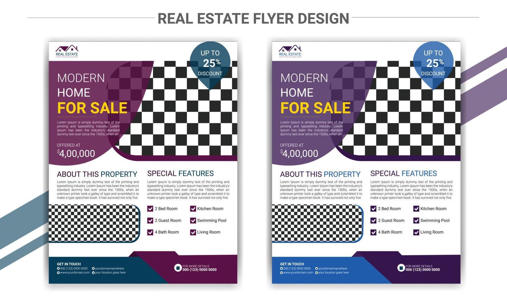 Home for sale real estate flyer template vector