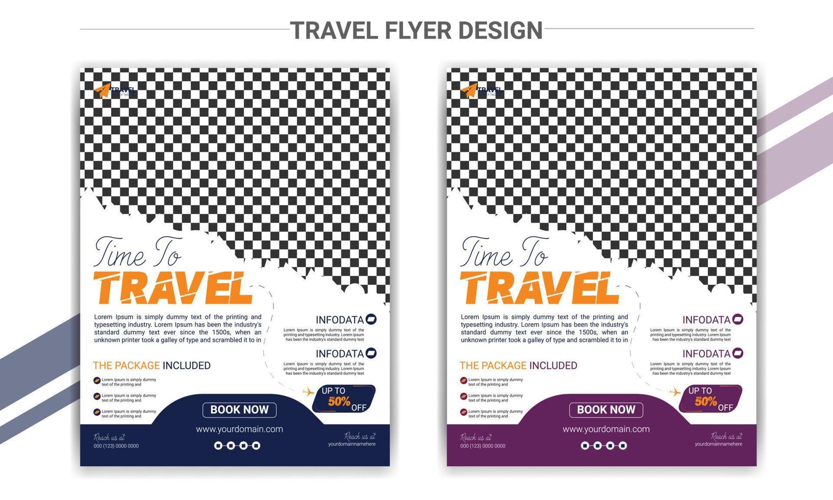 Tours and travel agency flyer design template vector