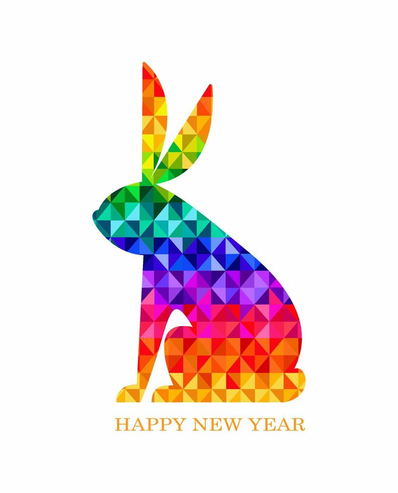 Colorful rabbit, symbol of New Year 2023. vector