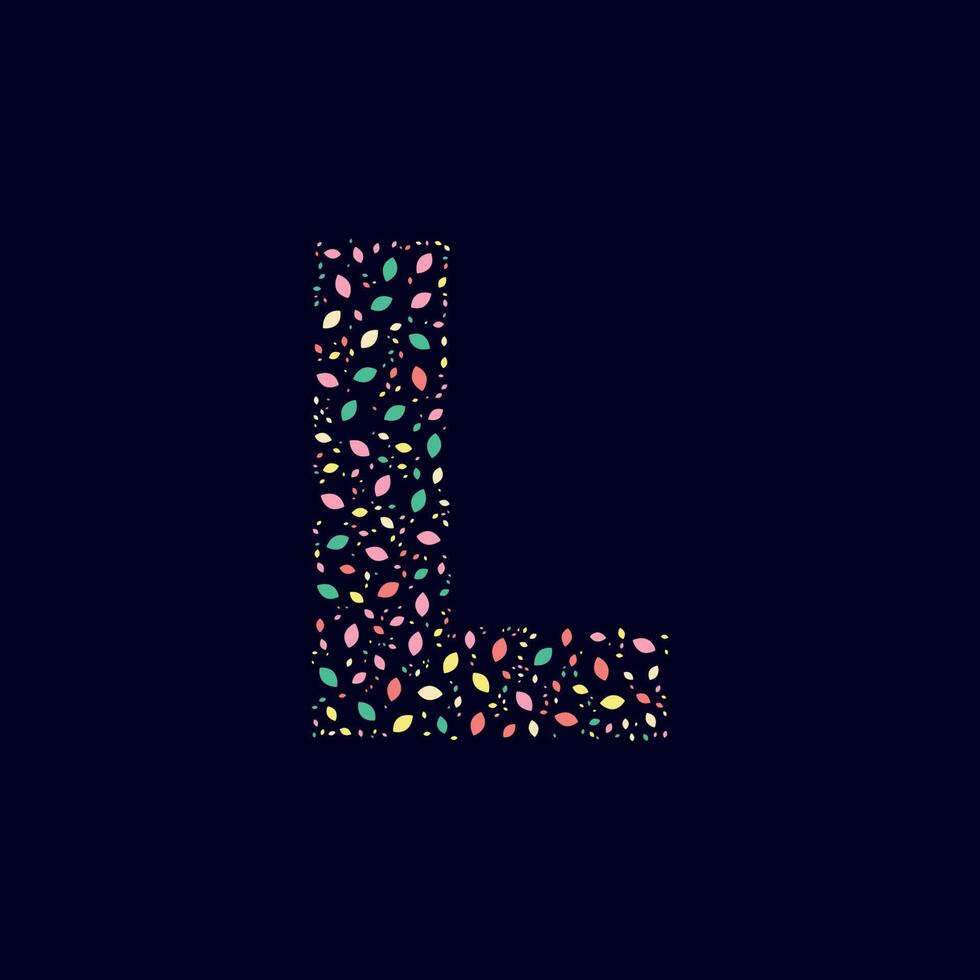 Color Abstract letter L nature leaves vector