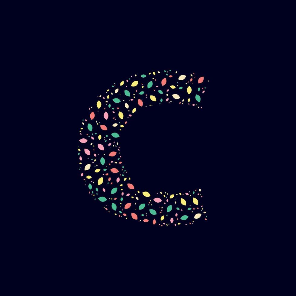 Color Abstract letter C nature leaves vector