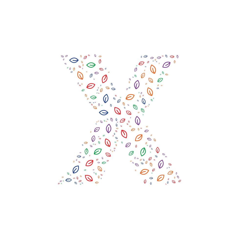 Eco Letter X with Leaves vector