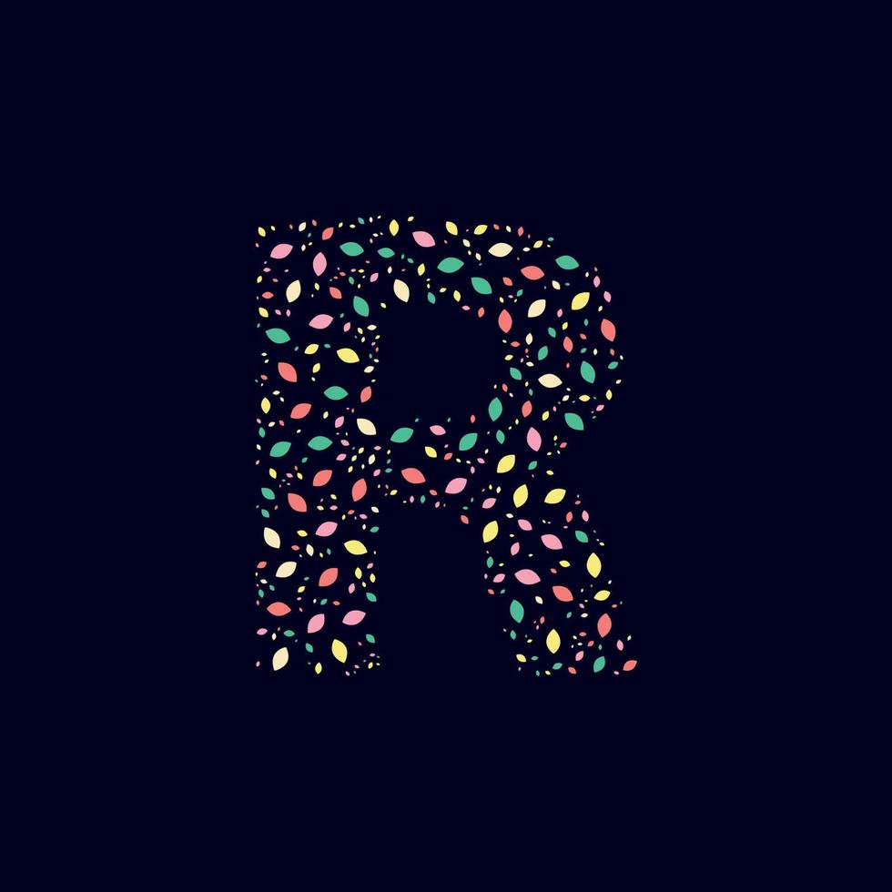 Color Abstract letter R nature leaves vector