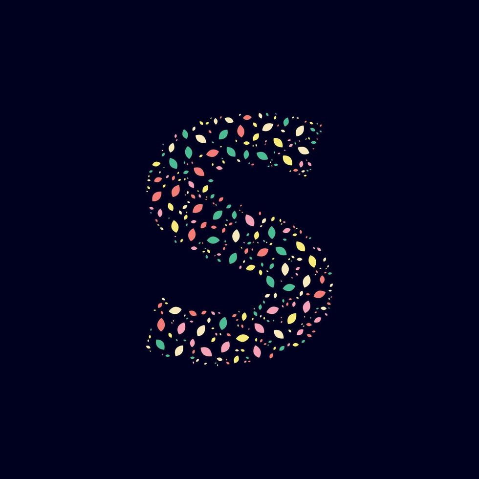 Color Abstract letter S nature leaves vector