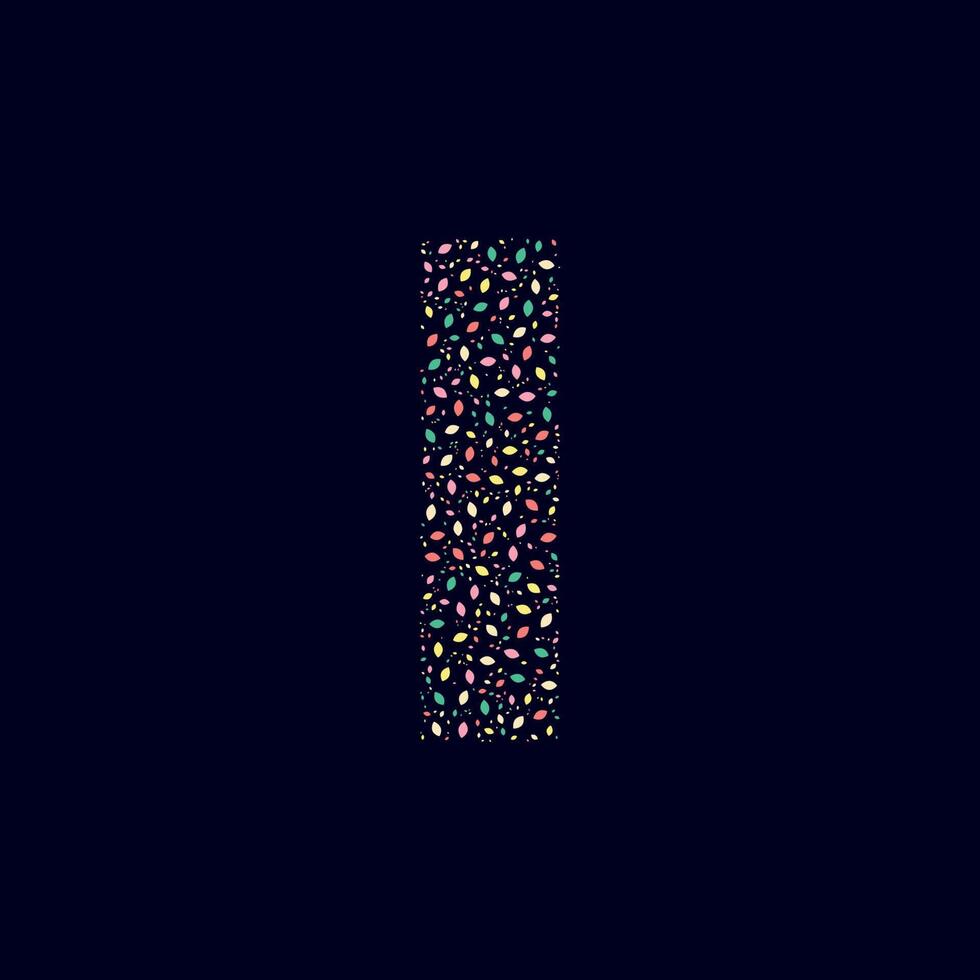 Color Abstract letter I nature leaves vector