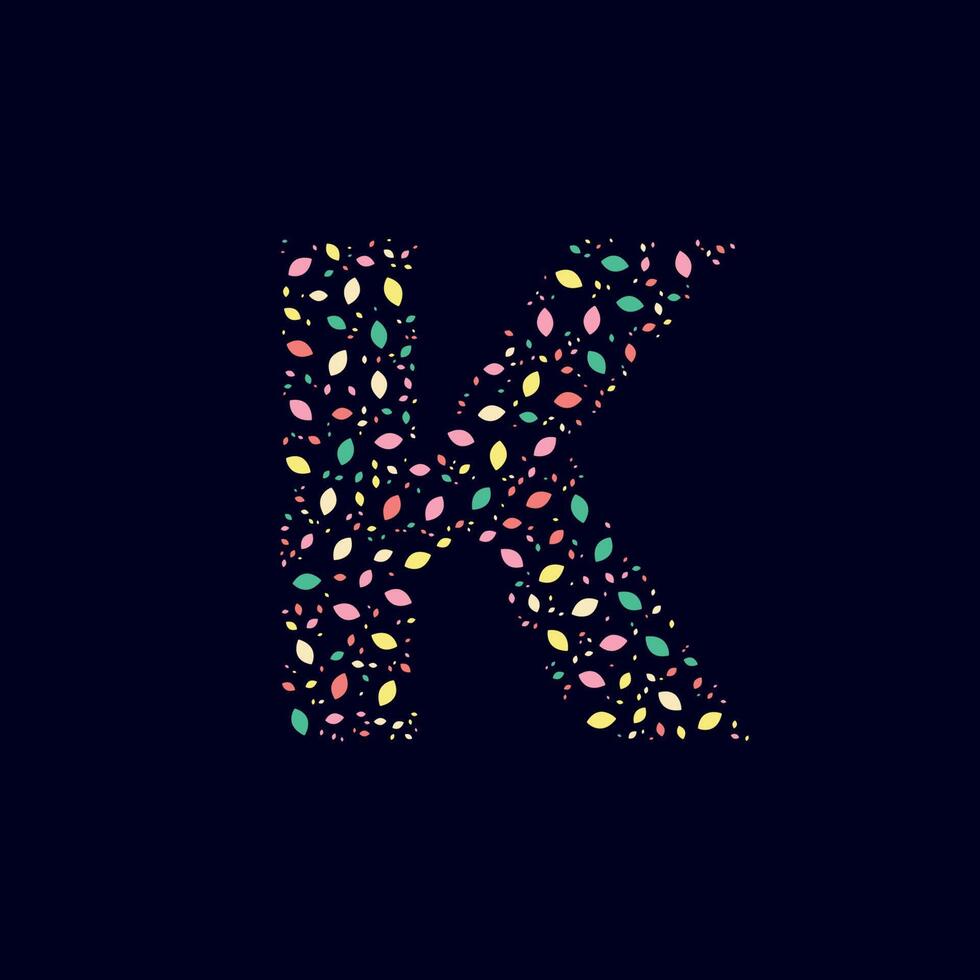 Color Abstract letter K nature leaves vector