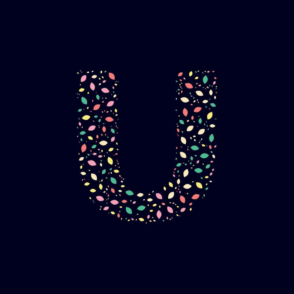 Color Abstract letter U nature leaves vector