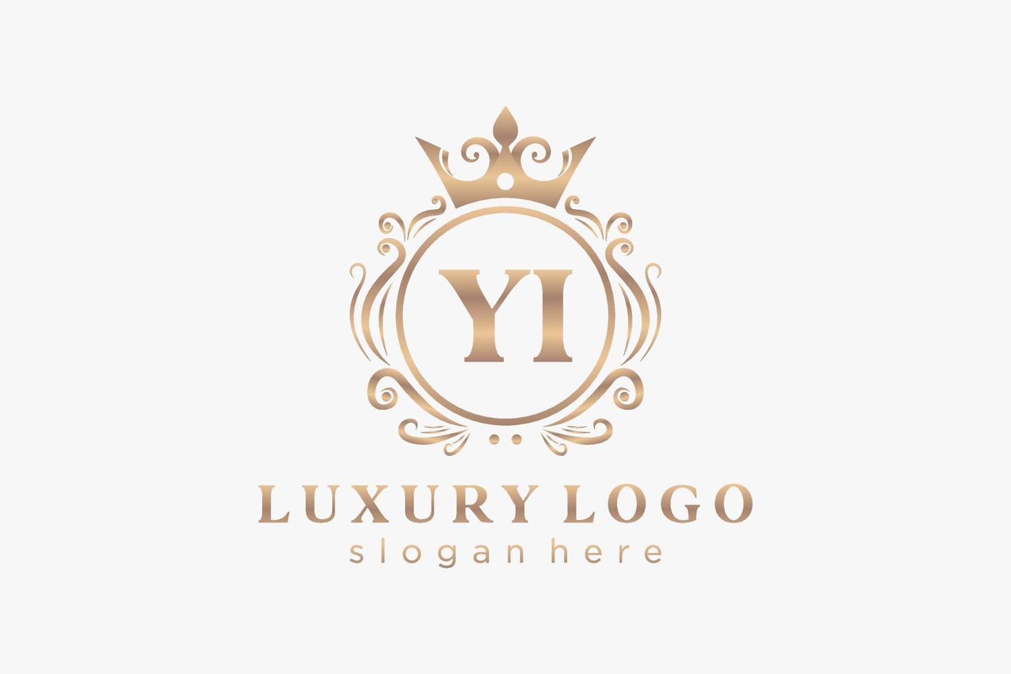 plantilla de logotipo de lujo real de letra yi inicial en arte vectorial para restaurante, realeza, boutique, cafetería, hotel, heráldica, joyería, moda y otras ilustraciones vectoriales. vector