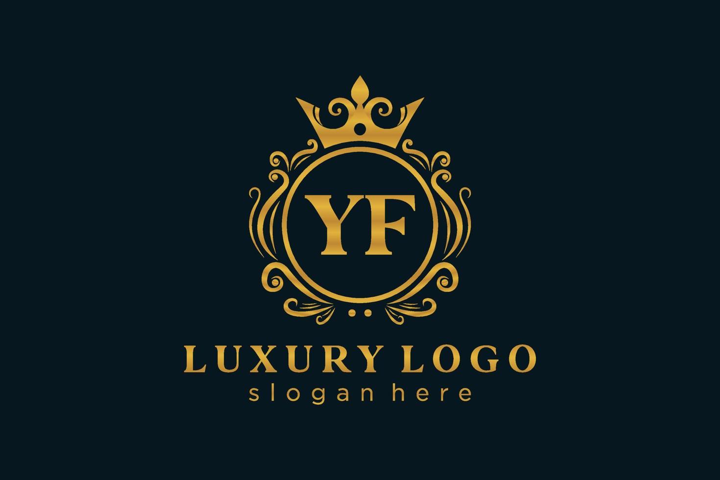 Initial YF Letter Royal Luxury Logo template in vector art for Restaurant, Royalty, Boutique, Cafe, Hotel, Heraldic, Jewelry, Fashion and other vector illustration.