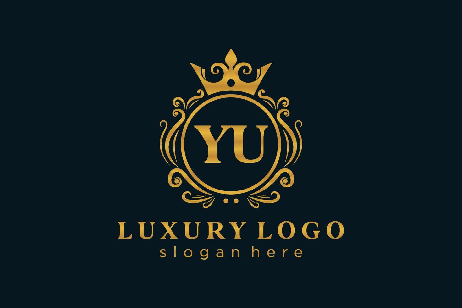 plantilla de logotipo de lujo real de letra yu inicial en arte vectorial para restaurante, realeza, boutique, cafetería, hotel, heráldica, joyería, moda y otras ilustraciones vectoriales. vector