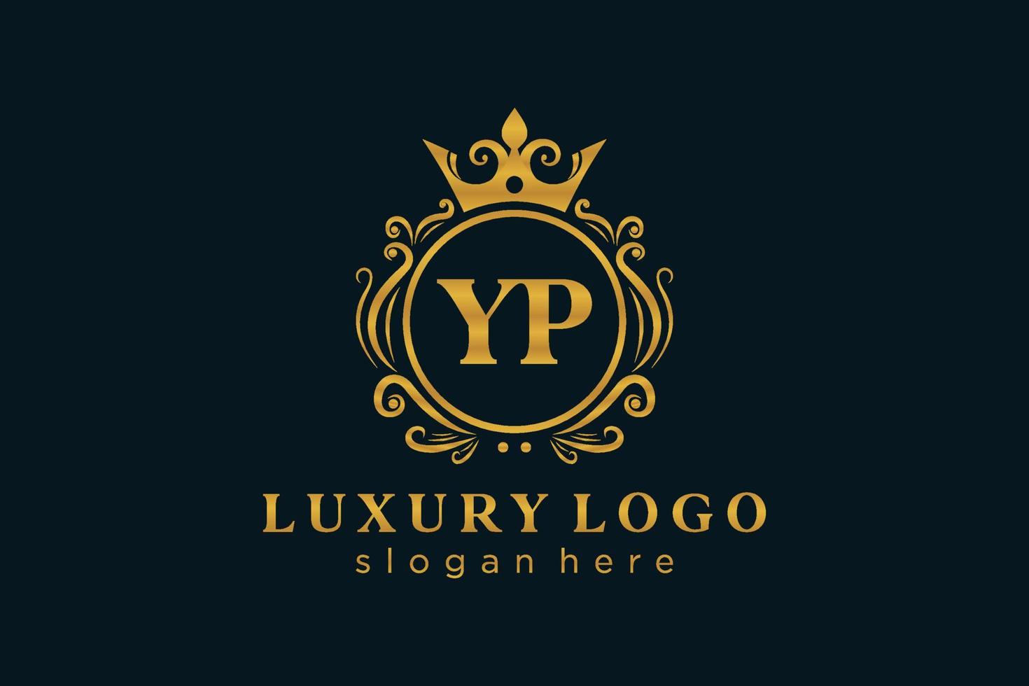 Initial YP Letter Royal Luxury Logo template in vector art for Restaurant, Royalty, Boutique, Cafe, Hotel, Heraldic, Jewelry, Fashion and other vector illustration.