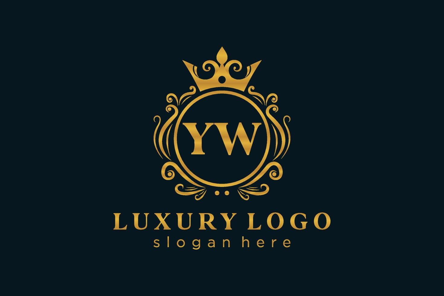 Initial YW Letter Royal Luxury Logo template in vector art for Restaurant, Royalty, Boutique, Cafe, Hotel, Heraldic, Jewelry, Fashion and other vector illustration.