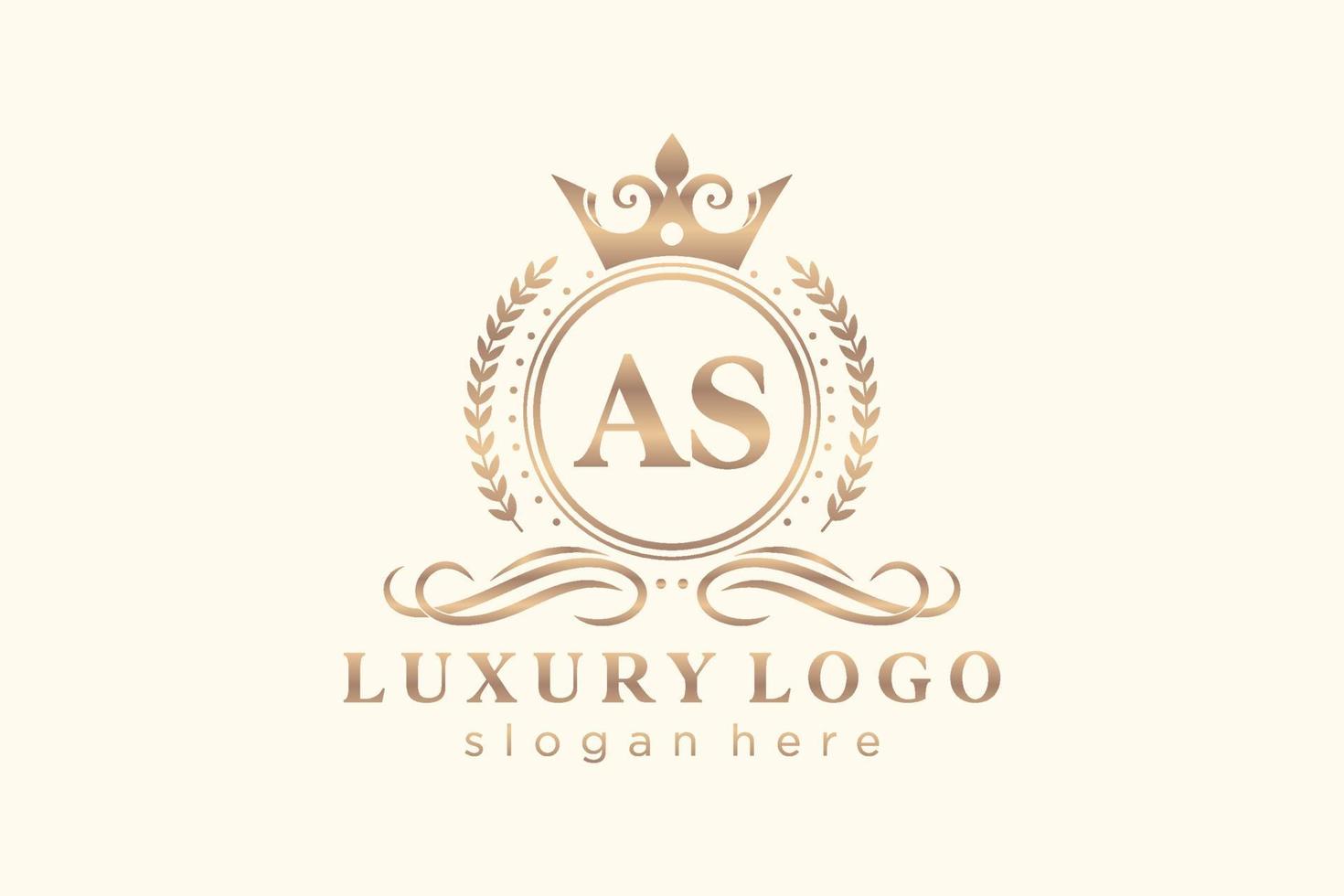 Initial AS Letter Royal Luxury Logo template in vector art for Restaurant, Royalty, Boutique, Cafe, Hotel, Heraldic, Jewelry, Fashion and other vector illustration.