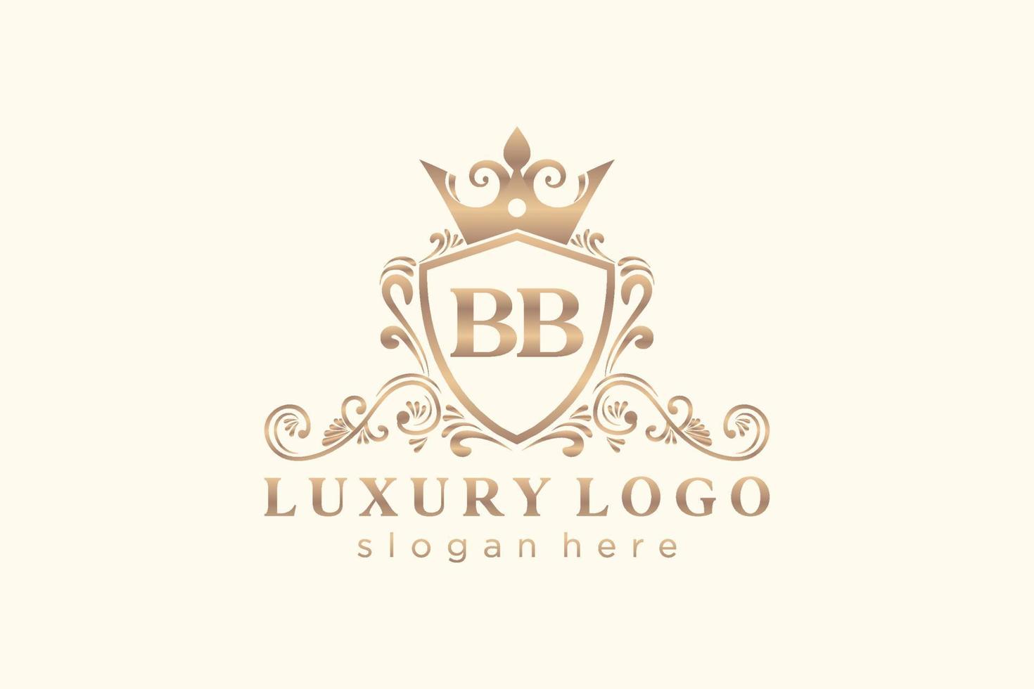 plantilla de logotipo de lujo real de letra bb inicial en arte vectorial para restaurante, realeza, boutique, cafetería, hotel, heráldica, joyería, moda y otras ilustraciones vectoriales. vector