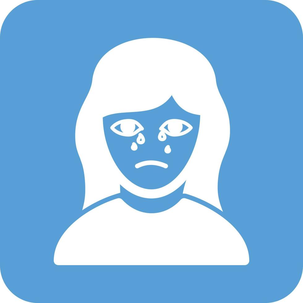Crying Woman Glyph Round Background Icon vector