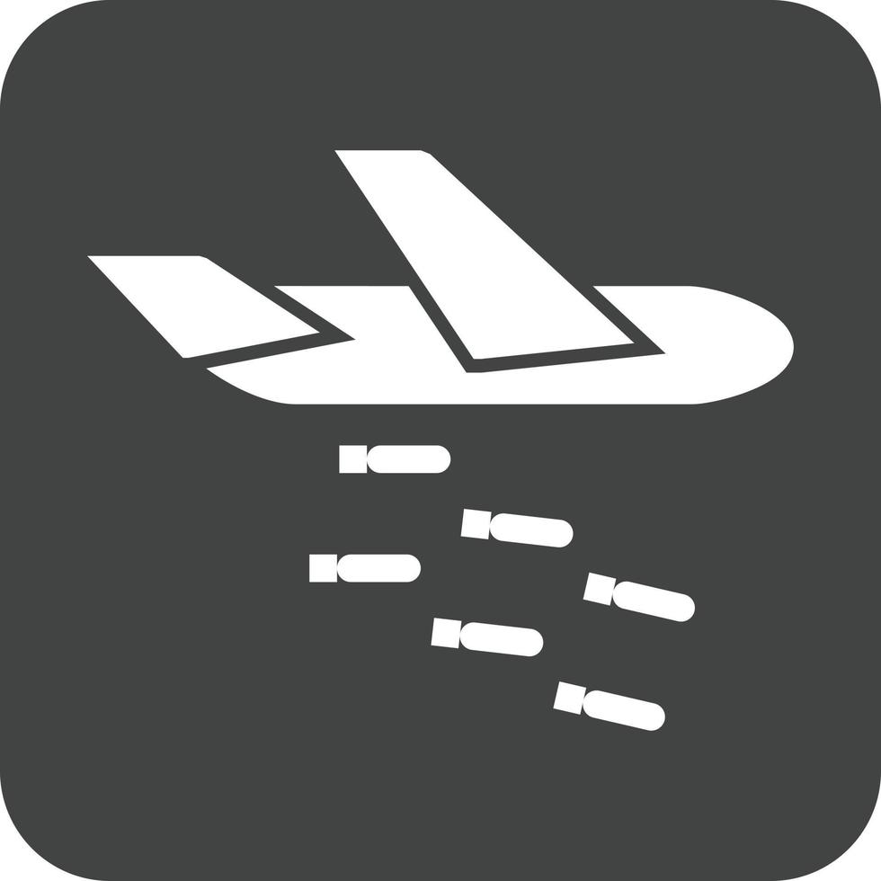 Plane dropping missiles Glyph Round Background Icon vector