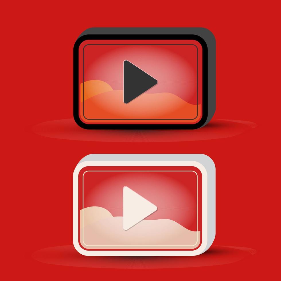 signo de icono de botón de reproducción y símbolo 3d. simple botón de reproducción de video en 3d. vector