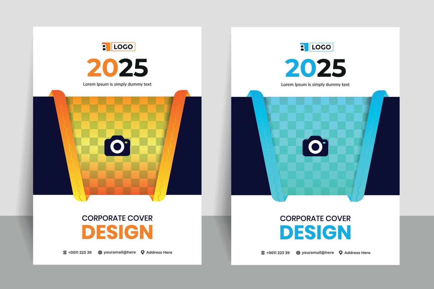 diseño de portada creativa, folleto y plantilla de volante con dos conjuntos de colores. vector