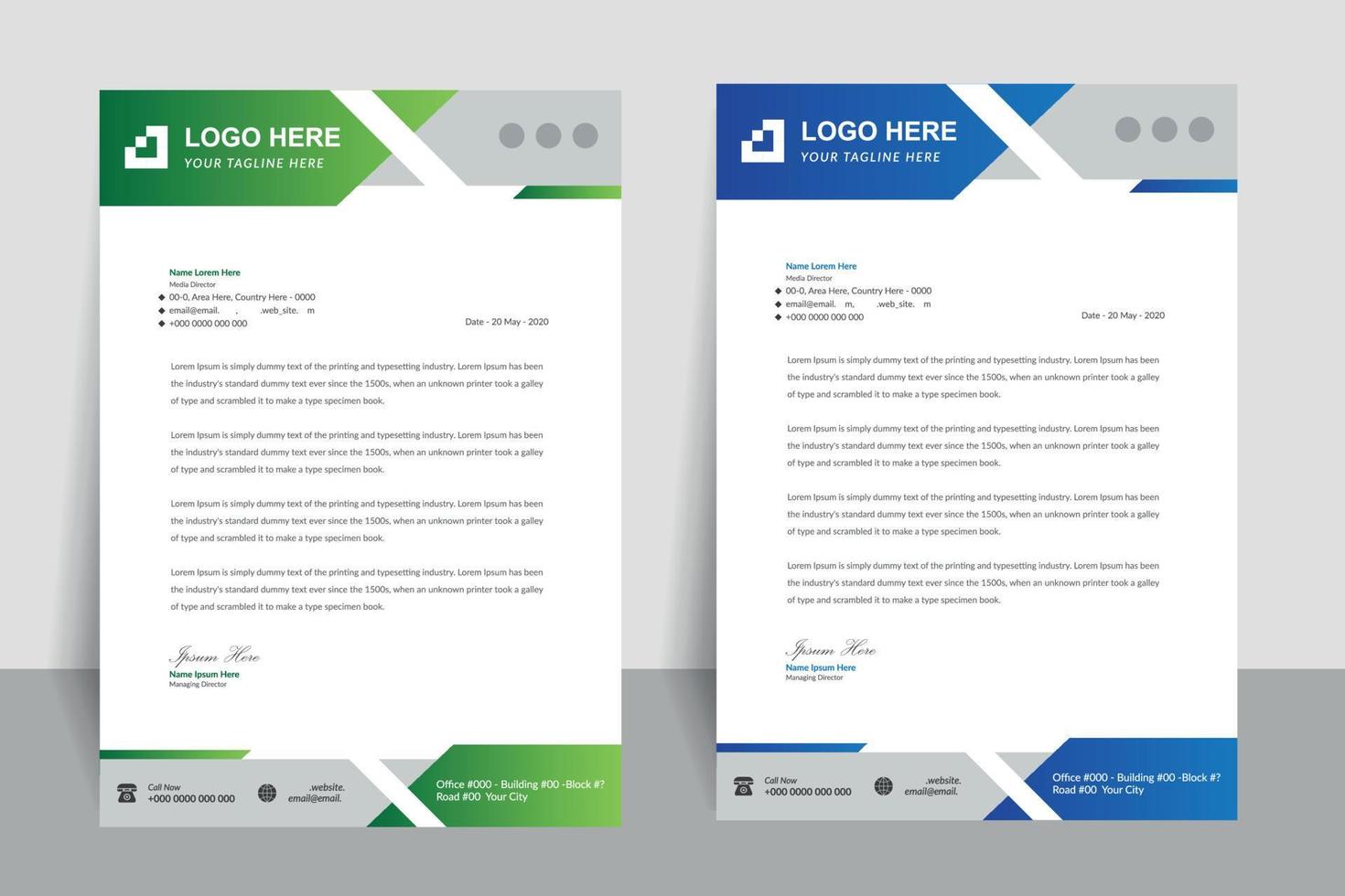 Unique and creative letterhead template vector