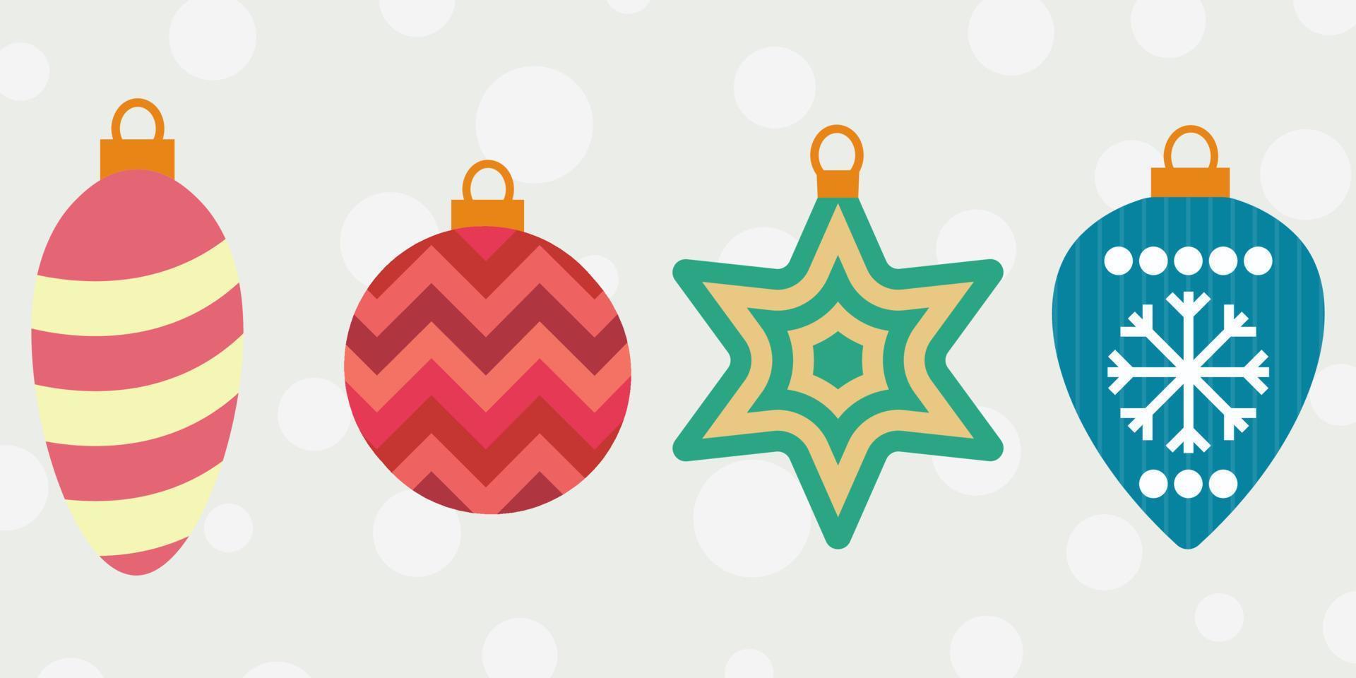 conjunto de coloridas bolas de navidad para la decoración del árbol ilustración vectorial en estilo plano vector