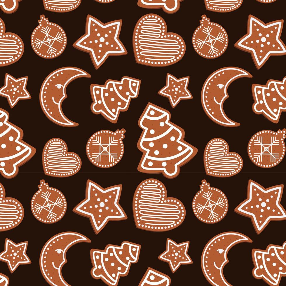 Pattern With Gingerbreads Cookies For Decoration, Package, Textile Vector Illustration In Flat Style