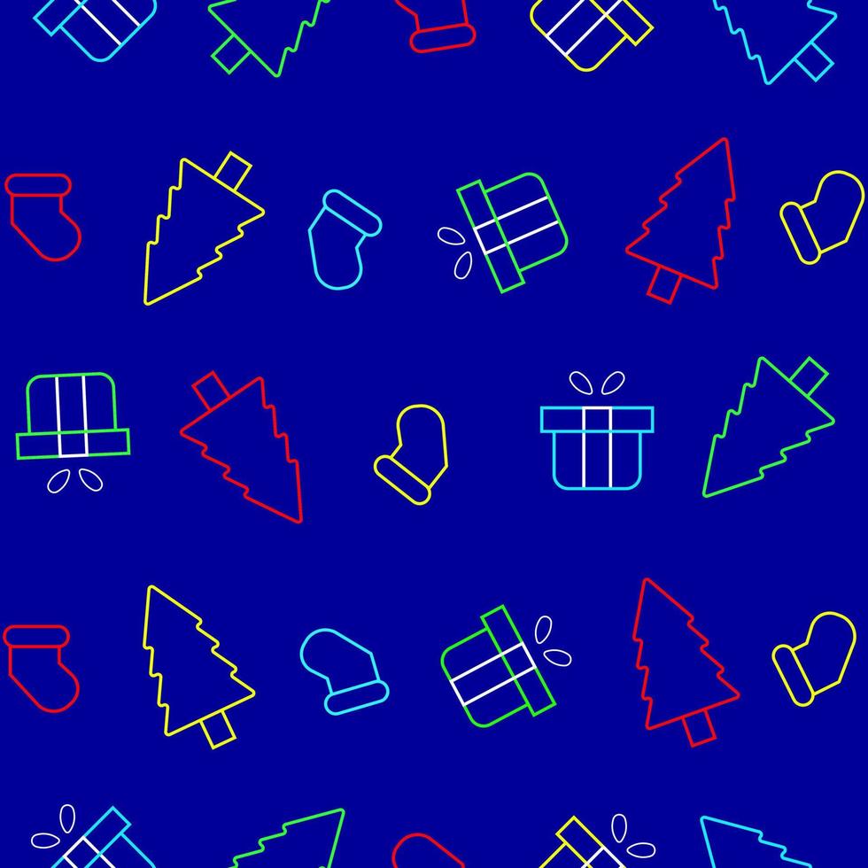 pattern with a christmas theme using a neon effect, good for mockup, print, design, wallpaper, sosial media vector
