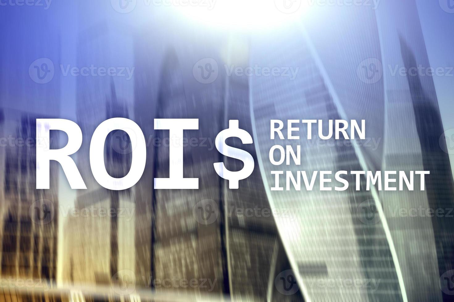 Return On Investment Financial Management Revenue Concept. Virtual screen background. photo