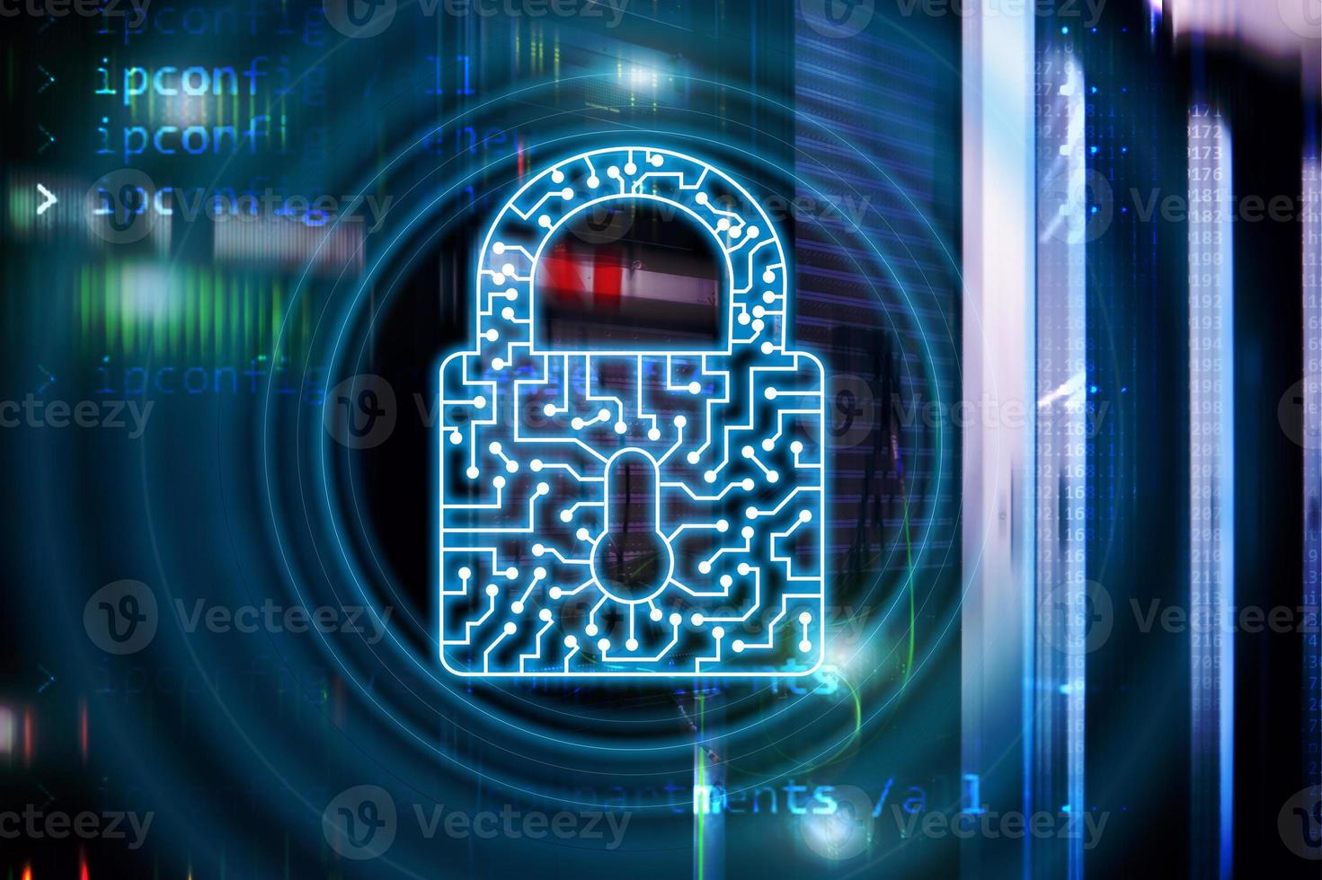 Cyber Security lock icon Information Privacy Data Protection internet and Technology concept. photo