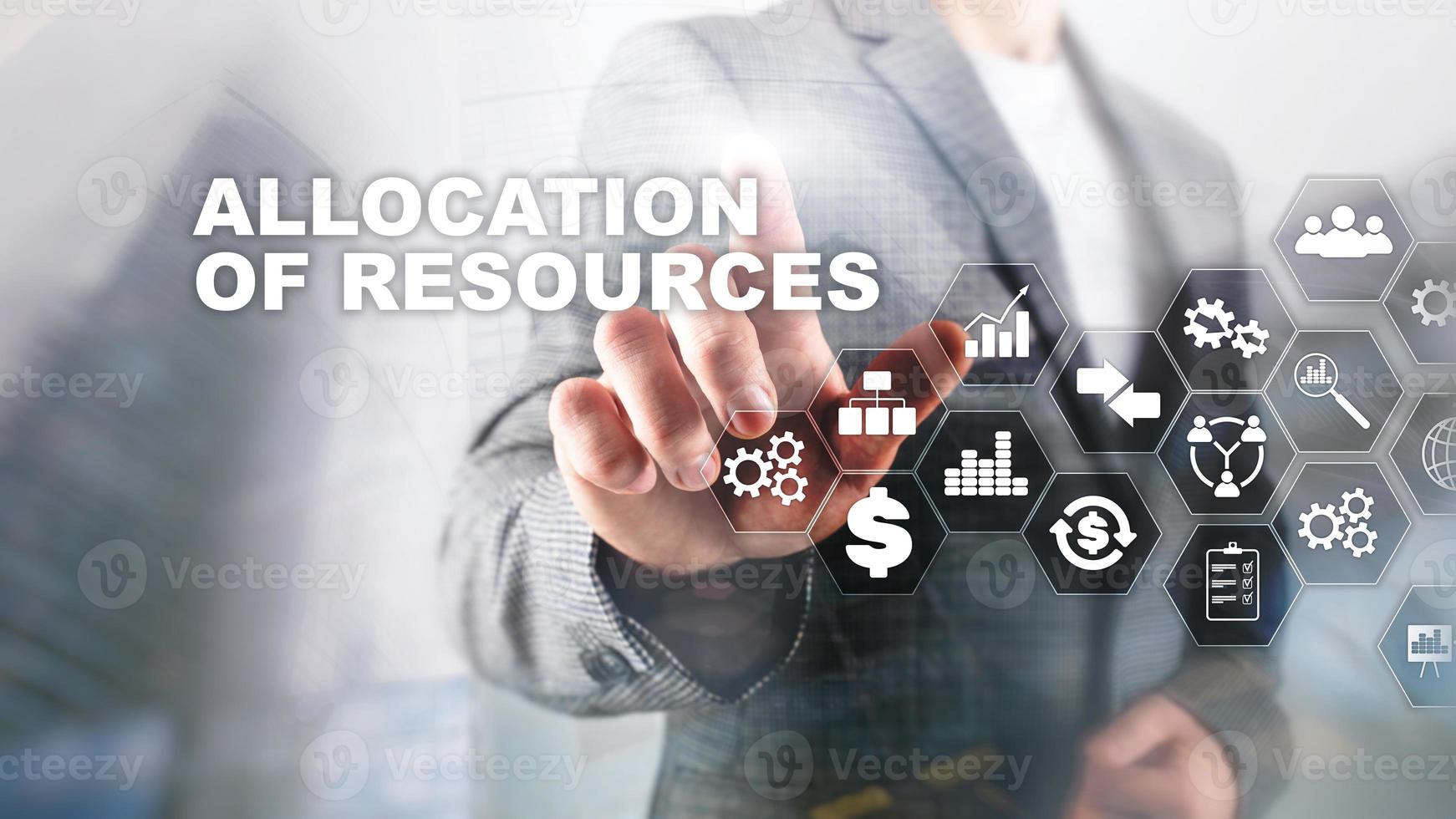 Allocation of resources concept. Strategic planning. Mixed media. Abstract business background. Financial technology and communication concept photo