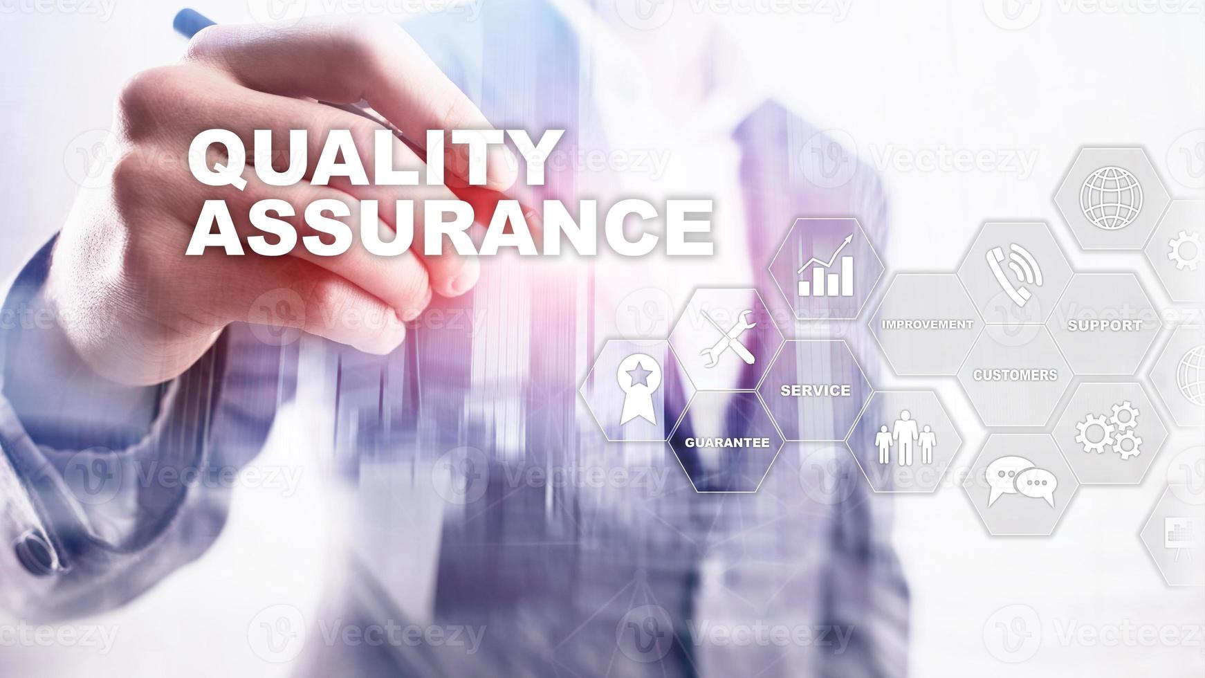 The Concept of Quality Assurance and Impact on Businesses. Quality control. Service Guarantee. Mixed media. photo
