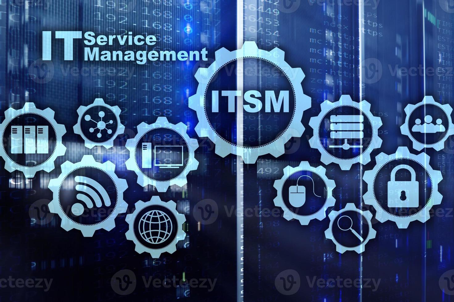 ITSM. IT Service Management. Concept for information technology service management on supercomputer background. photo