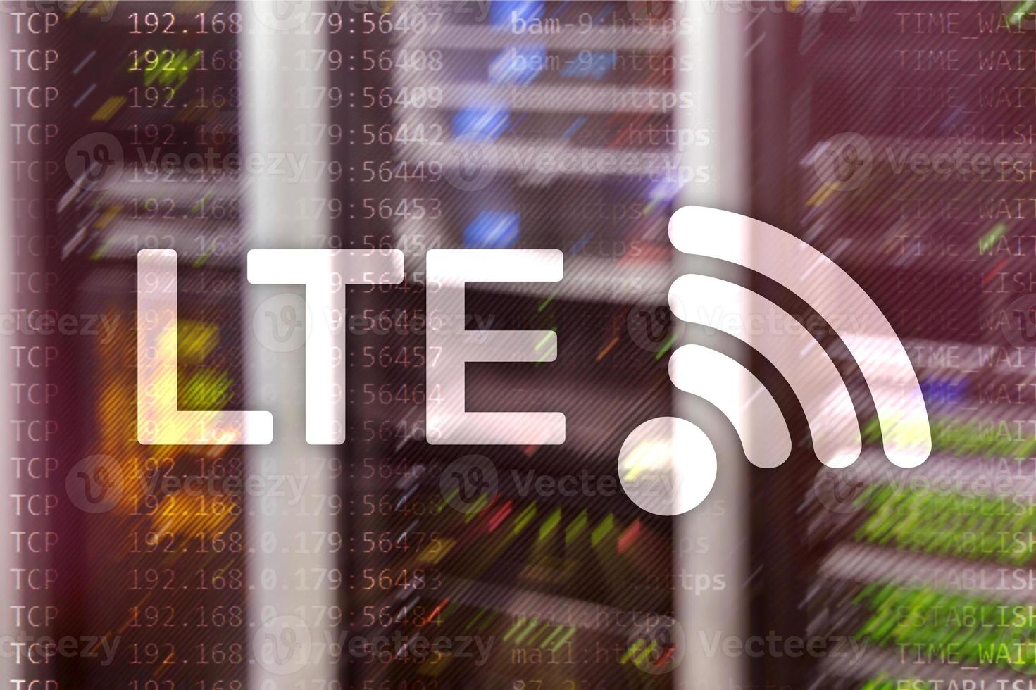 LTE, Wireless Business Internet and Virtual Reality Concept. Information Communication Technology on a server background. photo