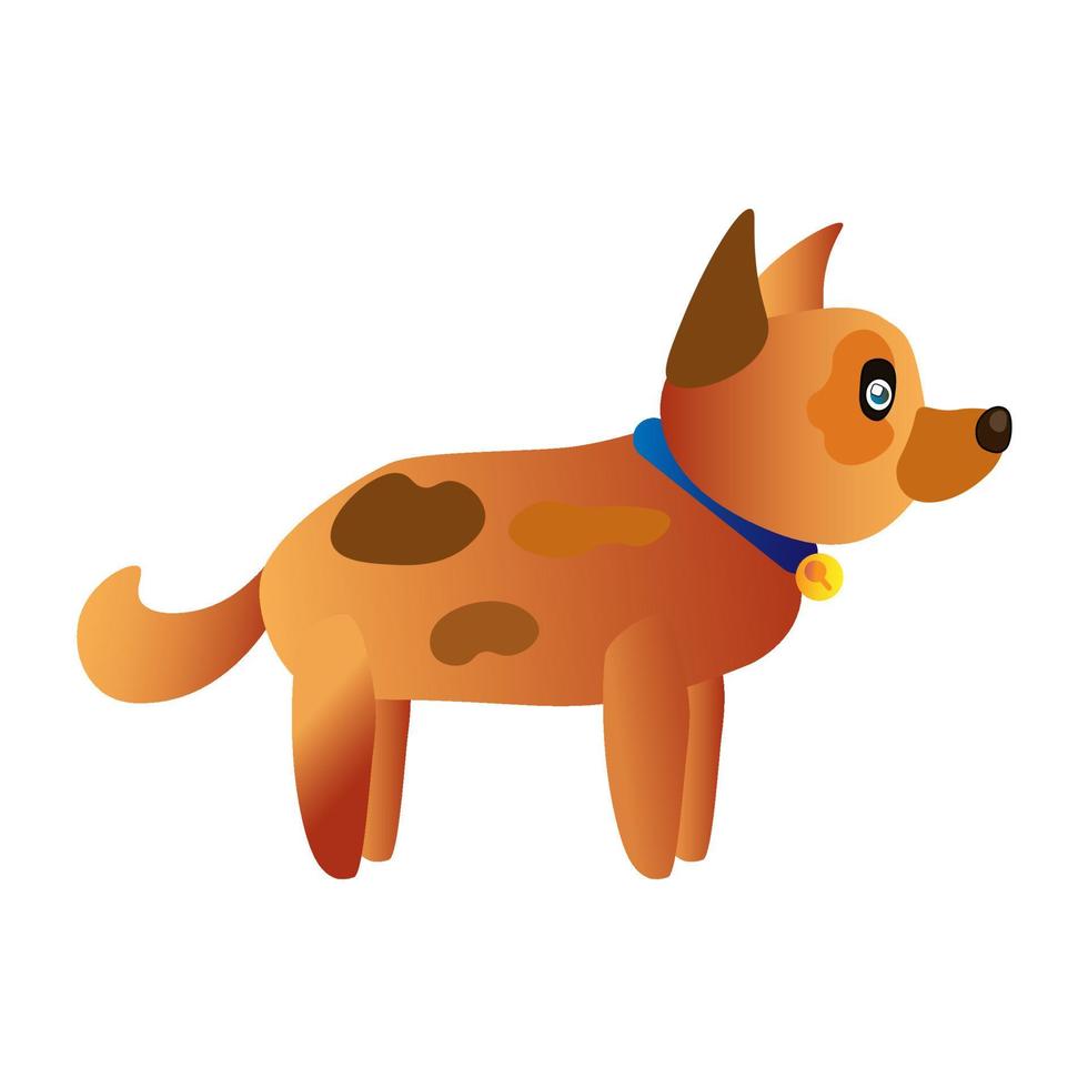 perro con collar. lindo cachorro de dibujos animados. Ilustración de vector colorido aislado sobre fondo blanco.