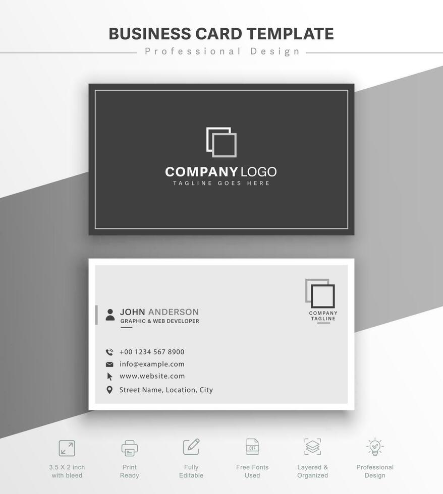 Black and white minimal business card vector image