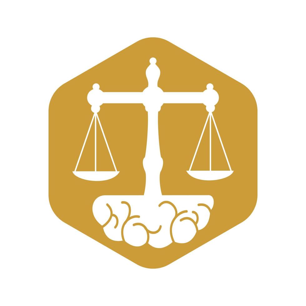 Brain Law Vector Template Design. Balance Icon On Brain Concept Design.