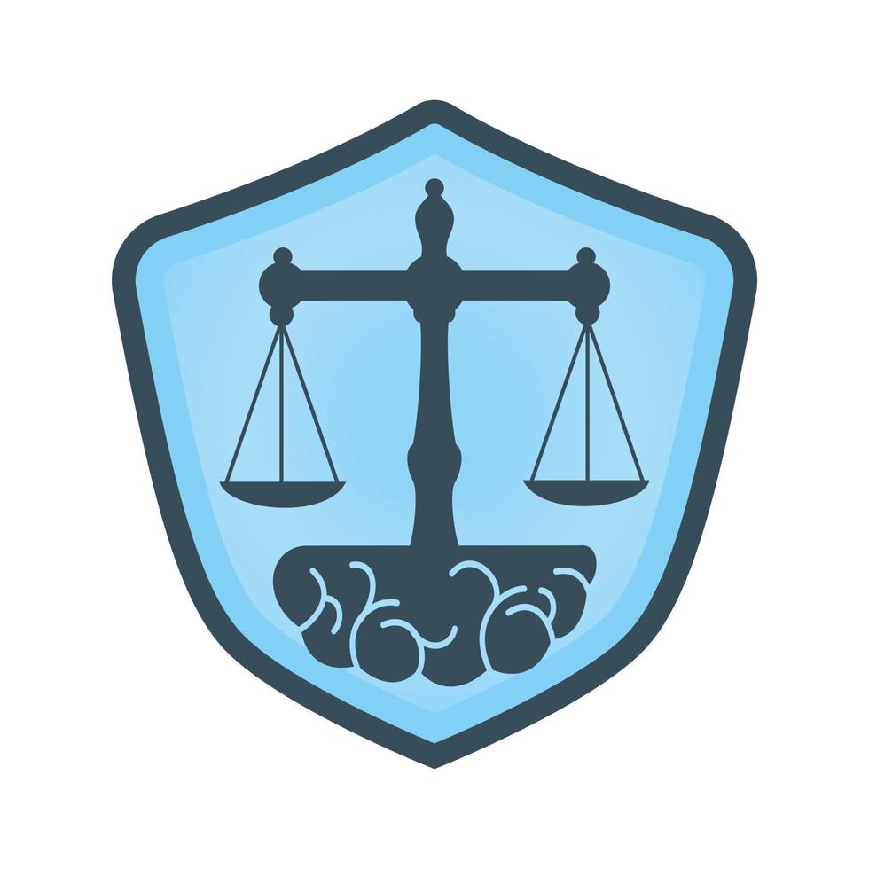 Brain Law Vector Template Design. Balance Icon On Brain Concept Design.