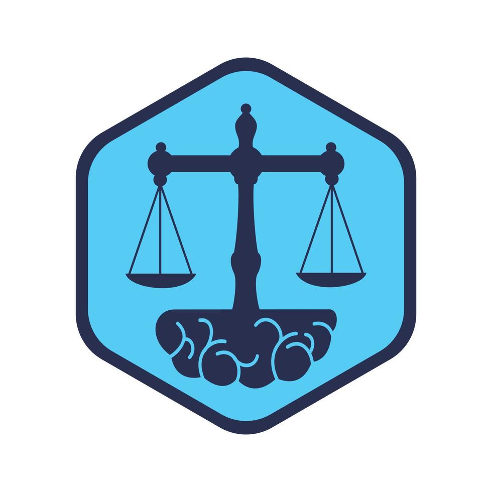 Brain Law Vector Template Design. Balance Icon On Brain Concept Design.