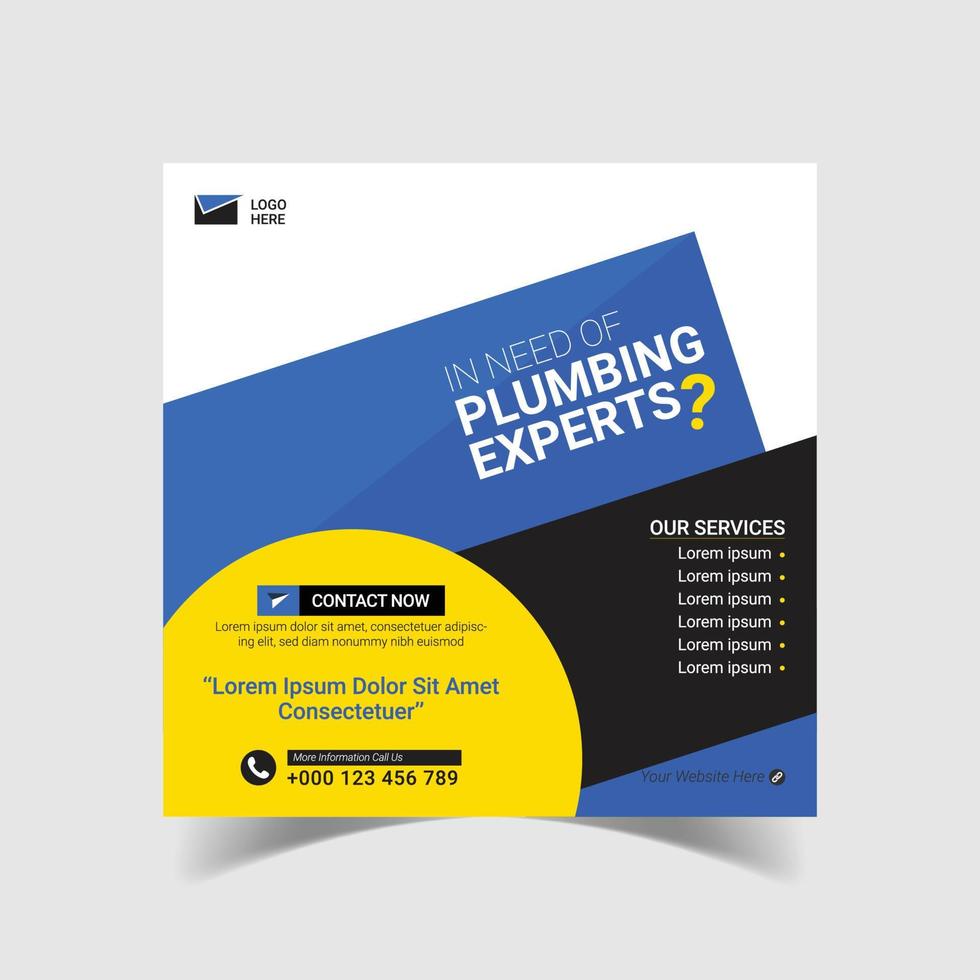 PLUMBER SERVICES SOCIAL MEDIA POST TEMPLATE DESIGN vector