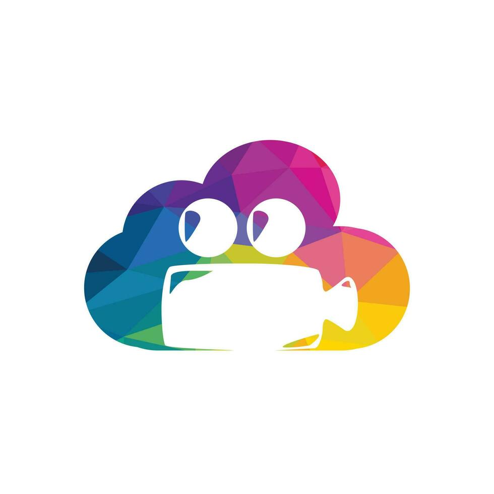 Creative Camera with Cloud for Movie Production Logo Design. vector