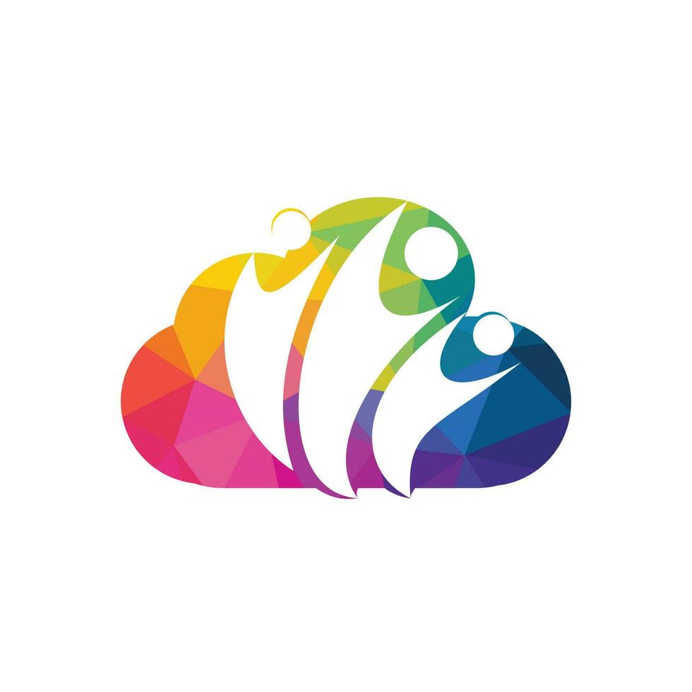 Community cloud abstract logo. Happy People logo. Teamwork symbol. Social logo. Partnership people icon. vector