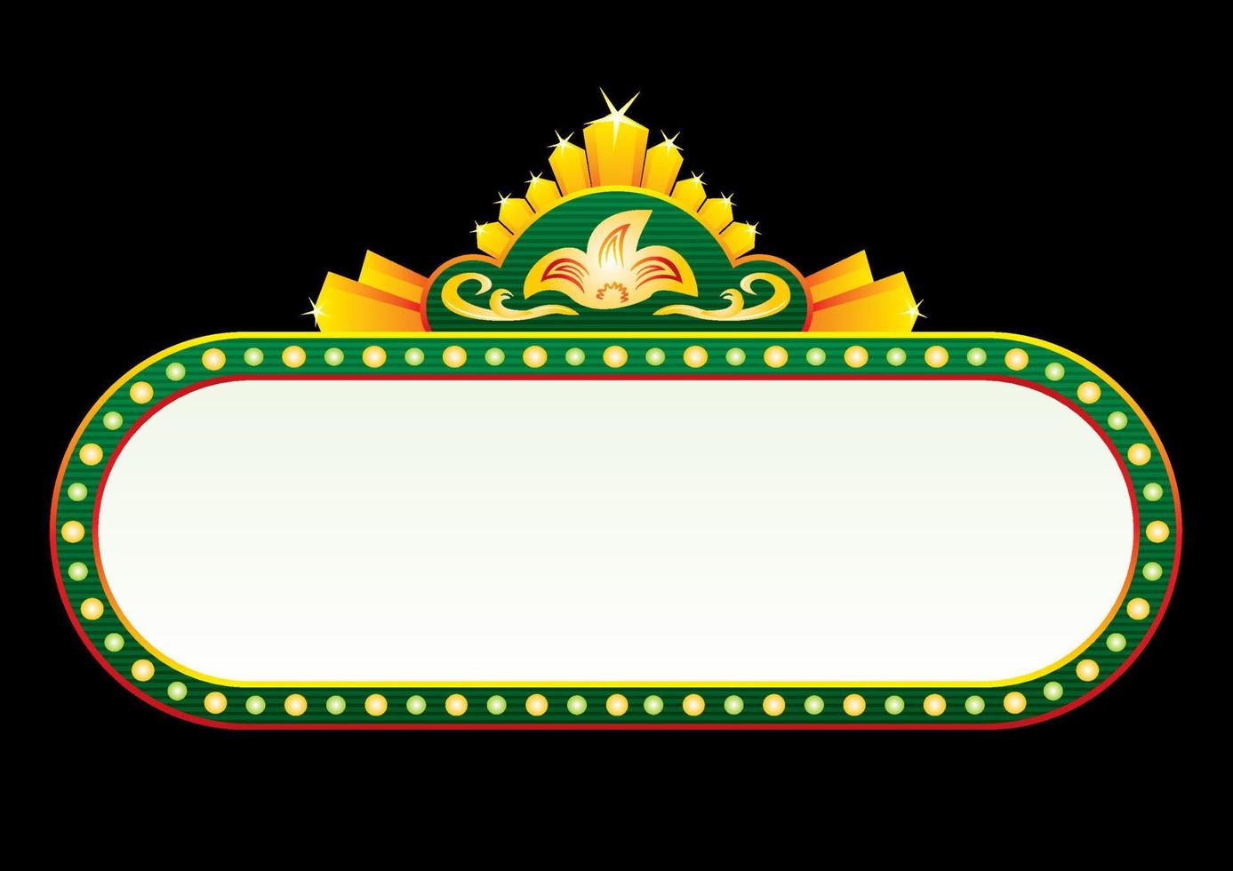 Neon sign in green colours and gold decorations vector